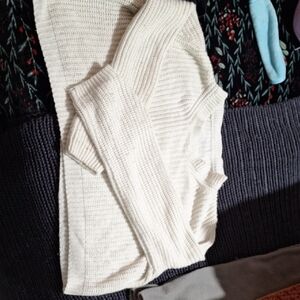 Women's Cream Ribbed Knit Sweater